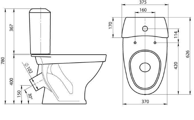 Унитаз-компакт SANTERI Вест (салатовый), РОССИЯ-купить по низкой цене в ...