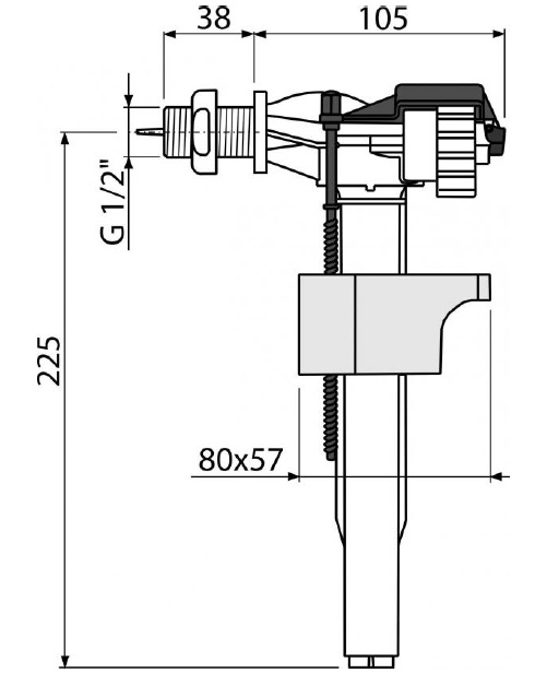 Впускной механизм бачка унитаза боковой подвод Alcaplast A16 1/2 ...