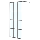 Душевая перегородка Loranto Walk-in 90x200 регулируемый кронштейн 70-100 мм, прозрачное стекло "Лофт клетка" 8 мм, профиль черный матовый (CS-W02B-90)