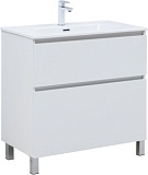 Тумба с раковиной Aquanet Вега 80 (Flat) напольная 2 ящ. цв. белый глянец