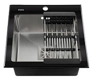Мойка врезная Fabia Profi 50x50 черное стекло 9501