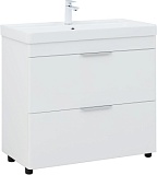 Тумба с раковиной Aquanet Ирис new 90 напольная 2 ящ. цв.белый глянец