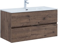 Тумба с раковиной Aquanet Алвита new 100 2 ящ. цв.дуб веллингтон табак