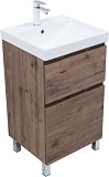 Тумба с раковиной Aquanet Алвита new 50 (Flash) напольная 2 ящ. цв.дуб веллингтон табак