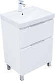 Тумба с раковиной Aquanet Алвита new 60 (Flash) напольная 2 ящ. цв. белый матовый