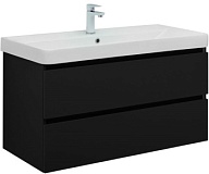 Тумба с раковиной Aquanet Вега 2.0 100 2 ящ. цв.черный (раковина Ирис)