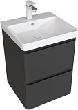 Тумба с раковиной Aquanet Эмбер 50 2 ящ. цв.черный матовый (раковина Luxury)