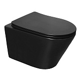 Унитаз подвесной Azario VELA 360х480х360 безободковый, система смыва "Торнадо", с быстросъемным сиденьем "Микролифт", черный матовый (AZ-2480MB)