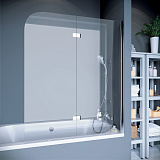 Шторка для ванны KOLLER POOL двухэлементная Waterfall Line QP 97 Right 1150x1400 прозрачная Transparent  6мм CALC FREE хром