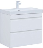 Тумба с раковиной Aquanet Слим 80 2 ящ. цв.белый сатин