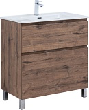 Тумба под раковину Aquanet Алвита New 80 напольная, дуб веллингтон табак