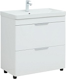 Тумба с раковиной Aquanet Ирис new 80 напольная 2 ящ. цв.белый глянец