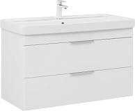 Тумба с раковиной Aquanet Ирис new 100 подвесная 2 ящ. цв. белый глянец