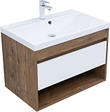 Тумба с раковиной Aquanet Тренд 75 цв. дуб рустикальный/белый сатин