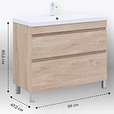 Тумба с раковиной Aquanet Нота New 100 дуб светлый