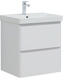 Тумба с раковиной Aquanet Эмбер 60 2 ящ. цв.белый матовый (раковина Luxury)