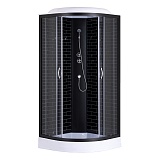 Душевая кабина Loranto 80х80х215 поддон 13см, черный кирпичный узор, прозрачное стекло 4мм, профиль черный (CS668013GB80)