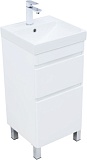Тумба с раковиной Aquanet Слим 40 напольная 2 ящ. цв.белый сатин