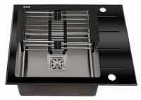 Мойка врезная Fabia Profi 60x50 черное стекло 9502
