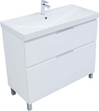Тумба с раковиной Aquanet Алвита new 100 (Flash) напольная 2 ящ. цв. белый матовый