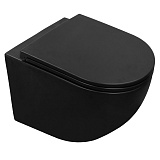 Унитаз подвесной Azario Grado 490х370х360 безободковый с сиденьем микролифт, черный матовый (AZ-0046N-MB)