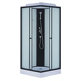 Душевая кабина Loranto 980х980х2150 белое заднее стекло, поддон 14 см, матовое стекло 4 мм, профиль черный (CS-992EBTM/W-100)