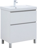 Тумба с раковиной Aquanet Вега 70 (Ирис) напольная 2 ящ. цв. белый глянец