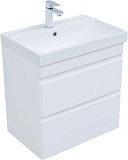 Тумба с раковиной Aquanet Слим 60 2 ящ. цв.белый сатин
