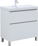 Тумба с раковиной Aquanet Вега 80 (Ирис) напольная 2 ящ. цв. белый глянец