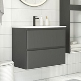 Тумба с раковиной Aquanet Эмбер 60 2 ящ. цв.черный матовый (раковина Urban)