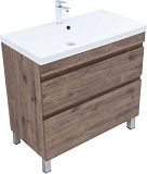 Тумба под раковину Aquanet Нота New 90 напольная, дуб веллингтон табак