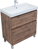 Тумба с раковиной Aquanet Алвита new 80 (Flash) напольная 2 ящ. цв.дуб веллингтон табак