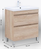 Тумба с раковиной Aquanet Нота New 75 дуб светлый