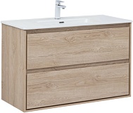 Тумба с раковиной Aquanet Милан (Flash) 100 цв. дуб светлый