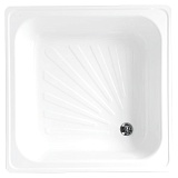 Поддон Loranto стальной, квадратный 70х70х15 толщина стали 0,9 мм, отверстие для слива 5 см, белый (LG700B)