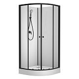 Душевая кабина Loranto NEO 90x90x(190+15) с низким поддоном 15см, прозрачное закаленное стекло 5 мм, профиль черный-матовый (CS-21800)