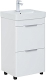 Тумба с раковиной Aquanet Ирис new 50 (Ирис Т) напольная 2 ящ. цв.белый глянец