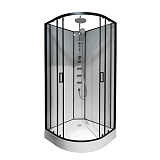 Душевая кабина Loranto NEO 100x100x(190+15) с низким поддоном 15см, прозрачное закаленное стекло 5 мм, задние стеклянные стенки белые, профиль черный-матовый (CS-21811-100)