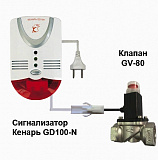 Система контроля утечки газа Кенарь GD100-N + клапан GV-80 3/4" метан