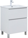 Тумба с раковиной Aquanet Вега 60 (Flat) напольная 2 ящ. цв. белый глянец