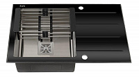 Мойка врезная Fabia Profi 78x50 черное стекло 9503
