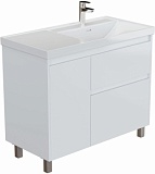 Тумба с раковиной Aquanet Nova Lite 2.0 100 R напольная цв. белый глянец