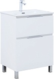 Тумба с раковиной Aquanet Алвита new 60 (Flat) напольная 2 ящ. цв. белый матовый
