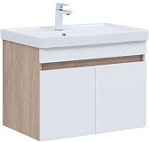 Тумба с раковиной Aquanet Оптима 80 цв. дуб светлый/белый сатин