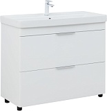 Тумба с раковиной Aquanet Ирис new 100 напольная 2 ящ. цв.белый глянец