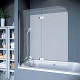 Шторка для ванны KOLLER POOL двухэлементная Waterfall Line QP 97 Left 1150x1400 не прозрачная Grape 6мм хром