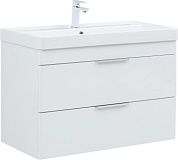 Тумба с раковиной Aquanet Ирис new 90 подвесная 2 ящ. цв. белый глянец