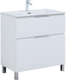 Тумба с раковиной Aquanet Алвита new 80 (Flat) напольная 2 ящ. цв. белый матовый