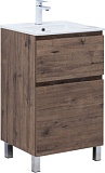 Тумба с раковиной Aquanet Алвита new 50 (Flat) напольная 2 ящ. цв.дуб веллингтон табак