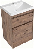 Тумба с раковиной Aquanet Токио 58 напольная 2 ящика, цв. дуб веллингтон